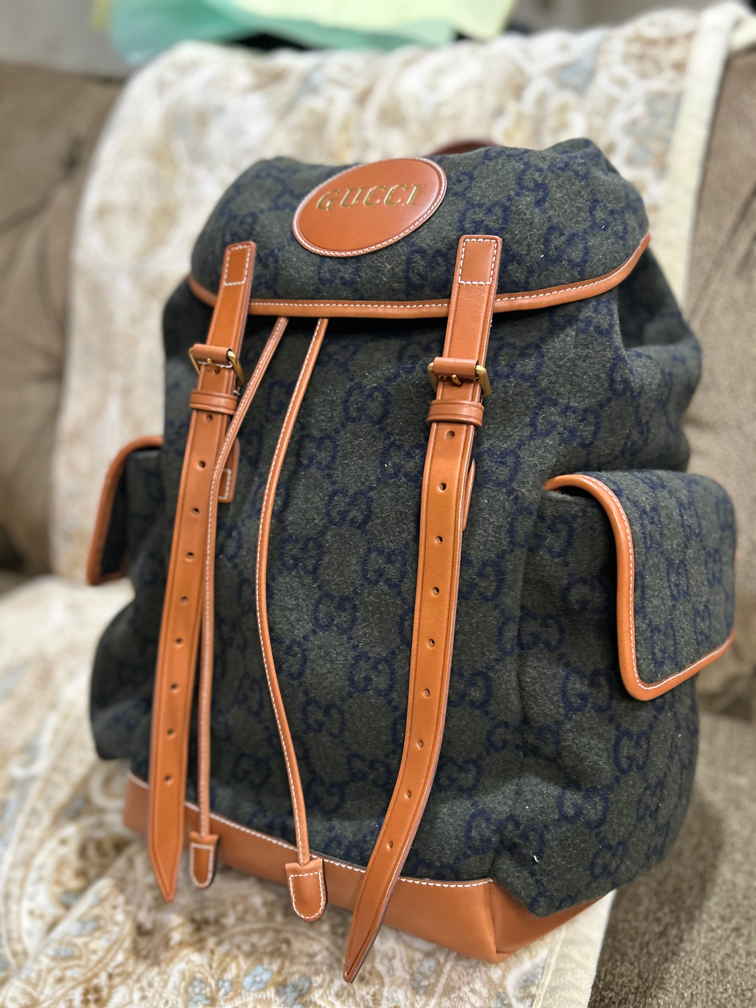 Gucci wool large backpack SALE Designerfindsforless